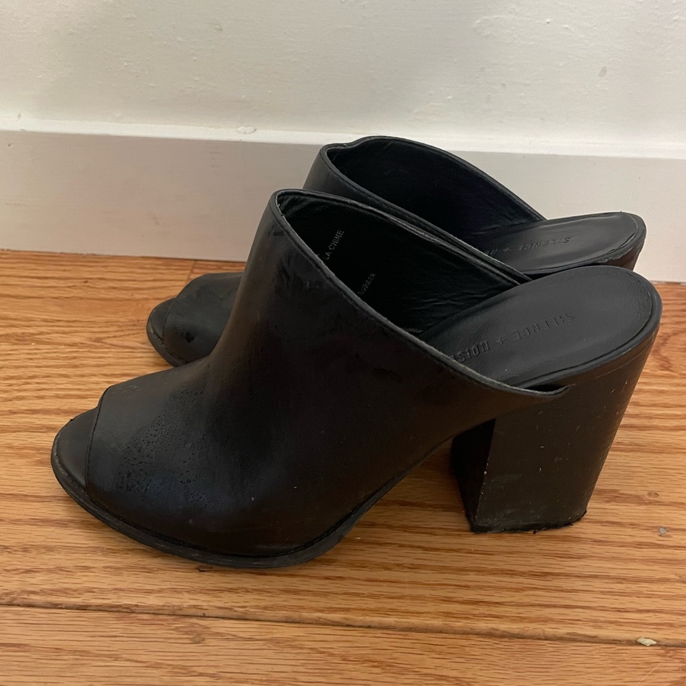 Black heel mules